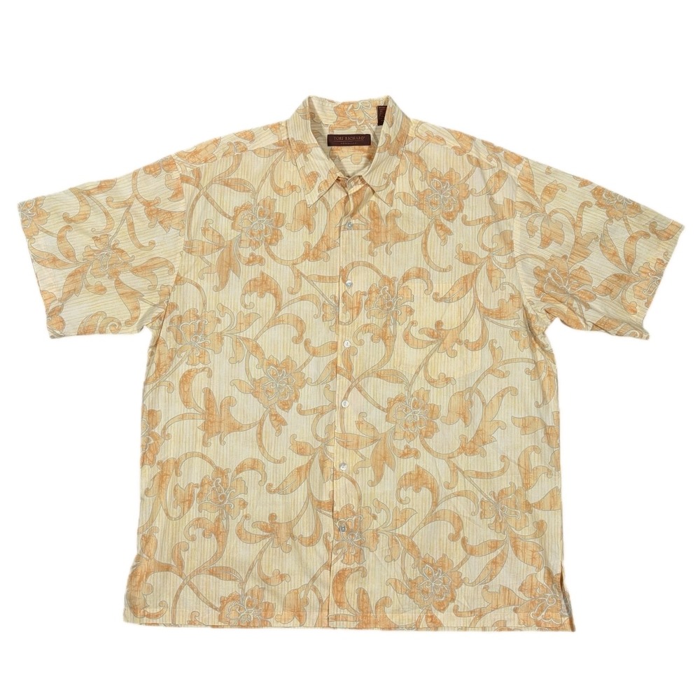 Tori Richard Shirt Mens XL Hawaiian Print Short Sleeve Button Up Made In USA